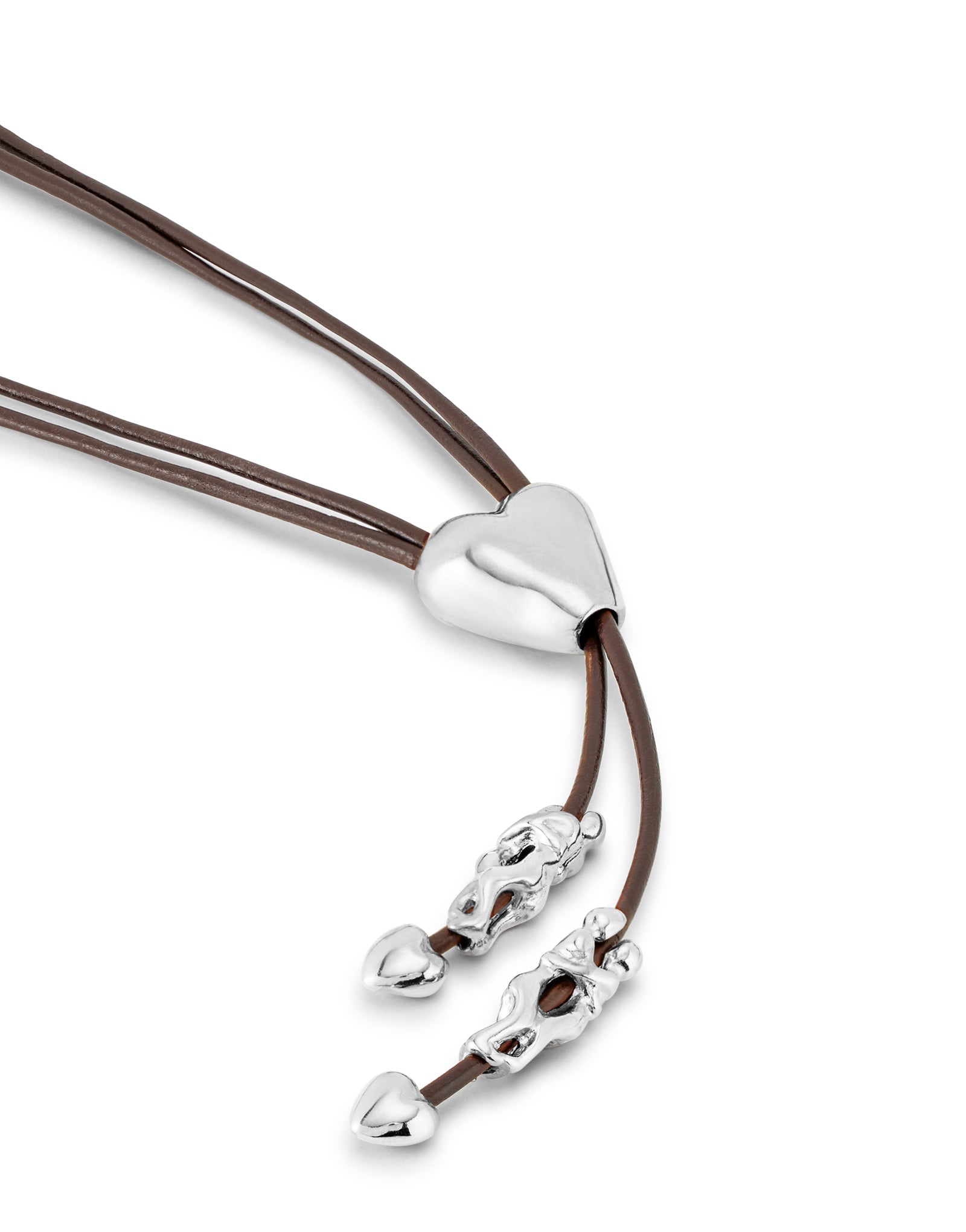 UNOde50 Beloved Long Adjustable Heart Leather Necklace