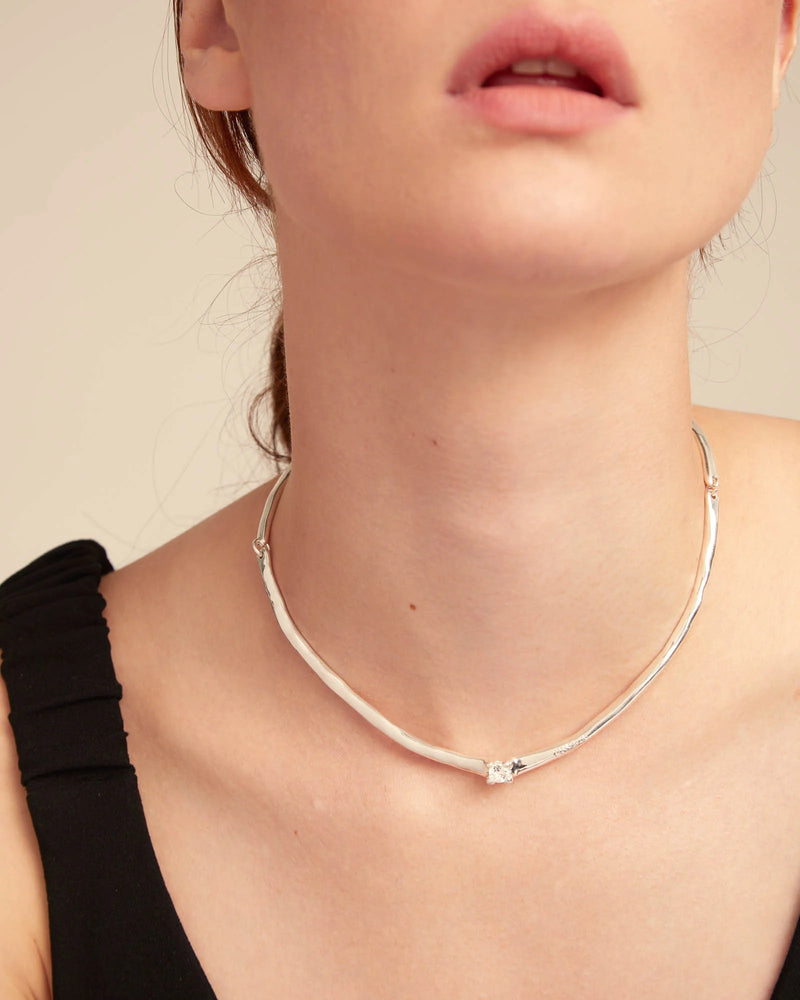 UNOde50 Spiritual Silver-Plated Cubic Zirconia Choker Necklace