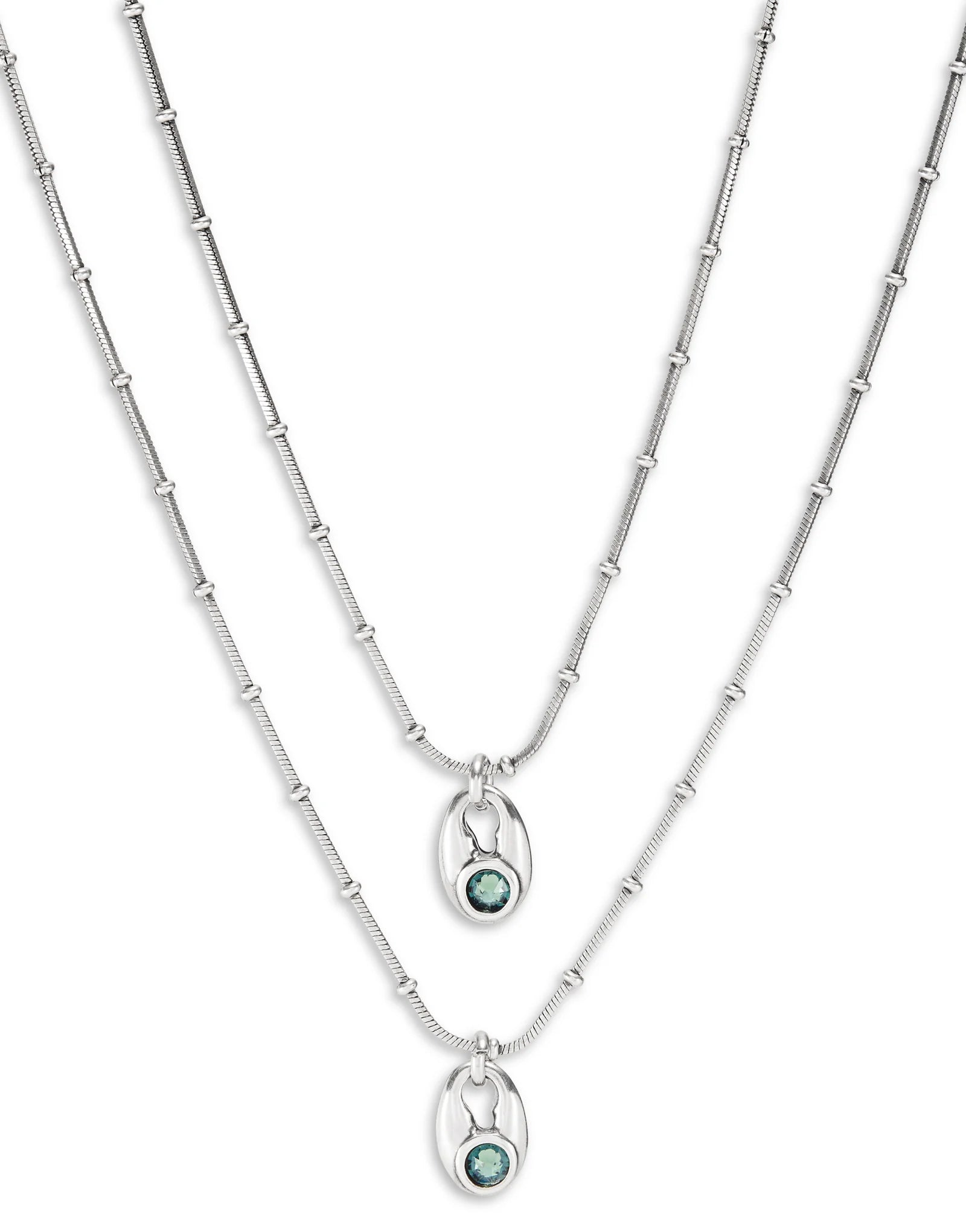 UNOde50 Thankful Green Crystal Multi Strand Necklace