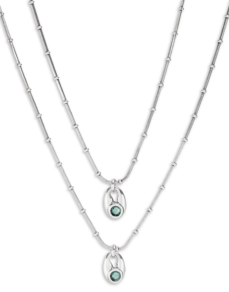 UNOde50 Thankful Green Crystal Multi Strand Necklace