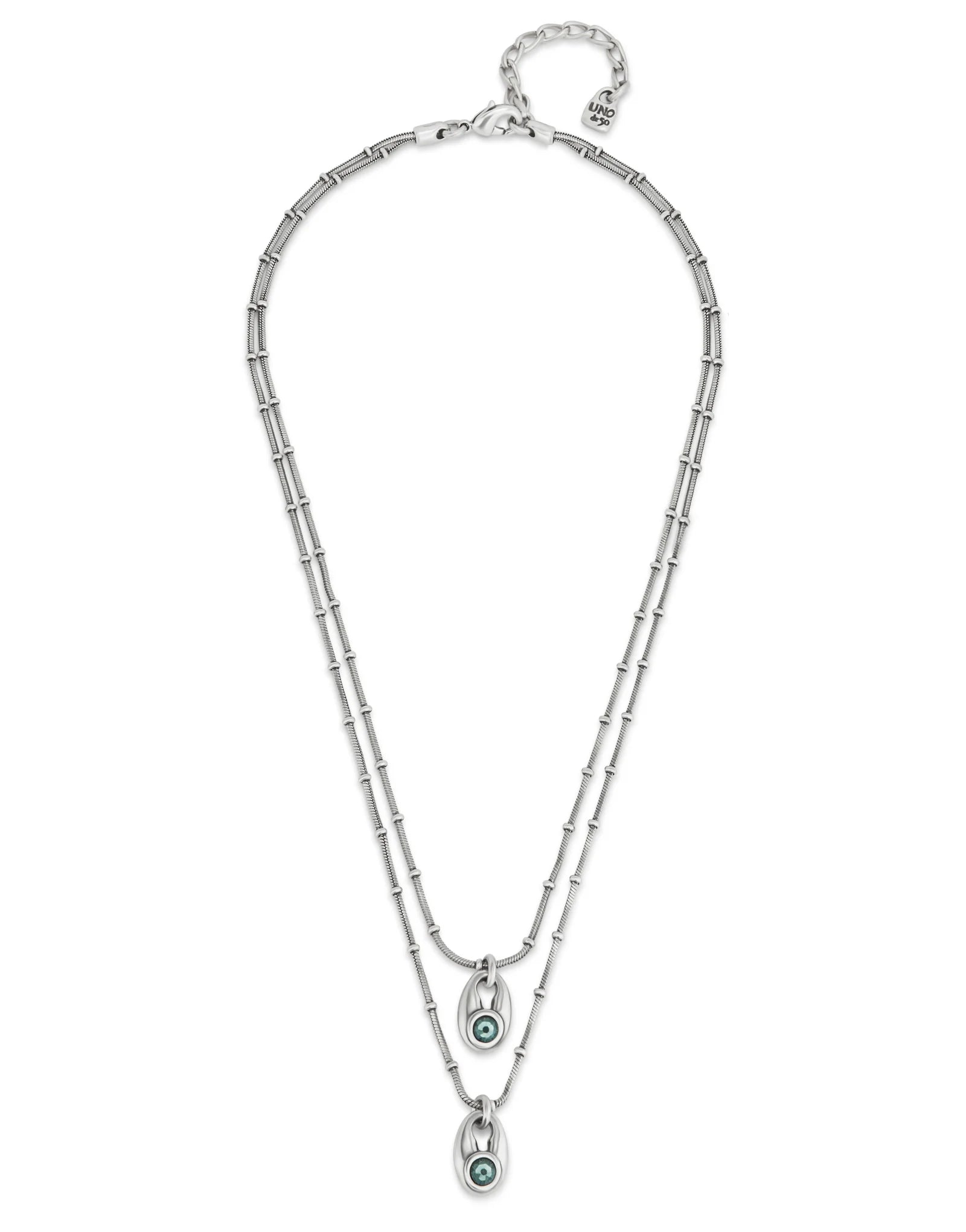 UNOde50 Thankful Green Crystal Multi Strand Necklace