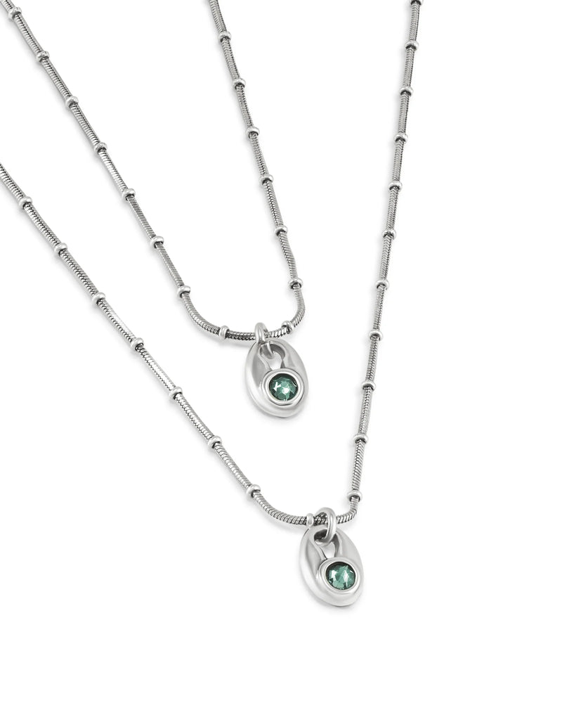 UNOde50 Thankful Green Crystal Multi Strand Necklace