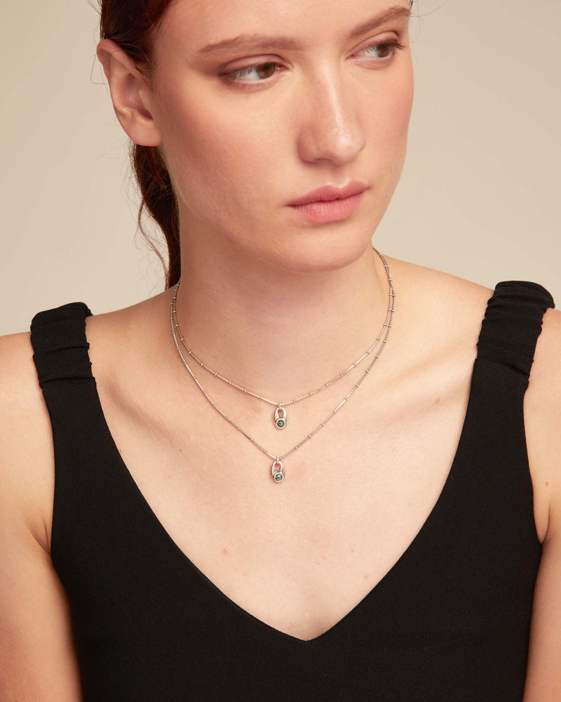 UNOde50 Thankful Green Crystal Multi Strand Necklace
