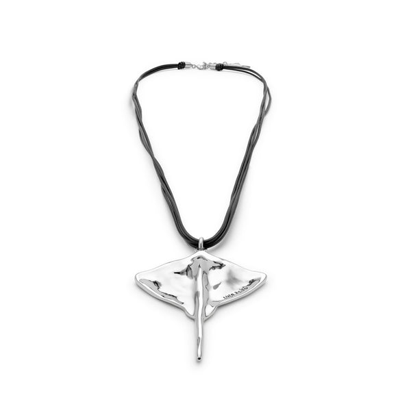 UNOde50 Ser Majestuosa Leather and Silver-Plated Manta Ray Pendant Necklace