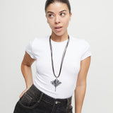 UNOde50 Ser Majestuosa Leather and Silver-Plated Manta Ray Pendant Necklace