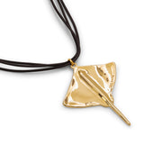 UNOde50 Ser Majestuosa Leather and Gold-Plated Manta Ray Pendant Necklace