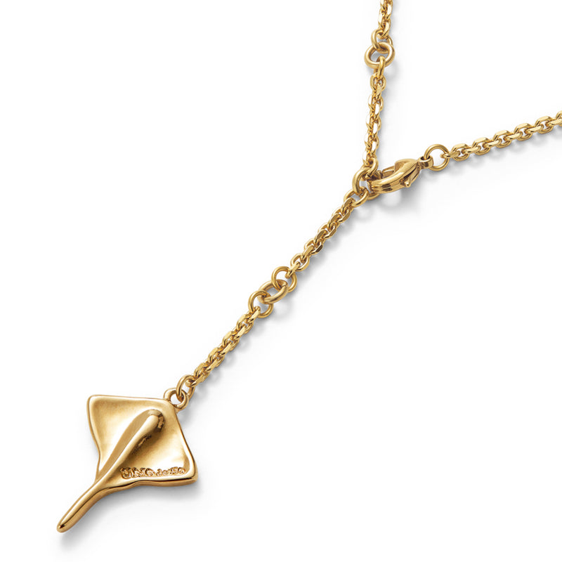 UNOde50 Ser Majestuosa Gold-Plated Long Chain Manta Ray Pendant Necklace