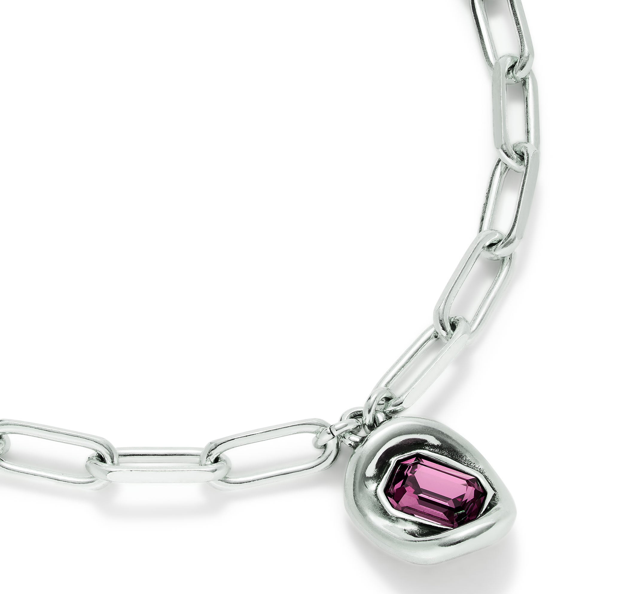 Unode50 Be Brave Crystal Pink Necklace - Silver Plated