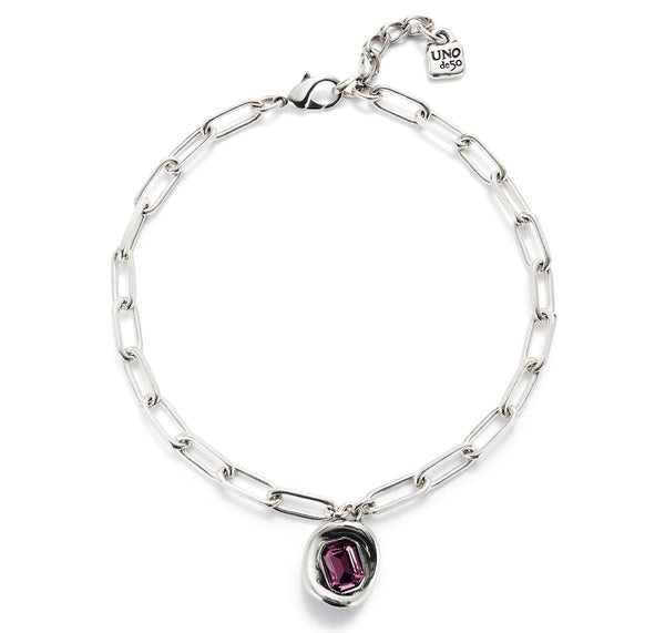 Unode50 Be Brave Crystal Pink Necklace - Silver Plated