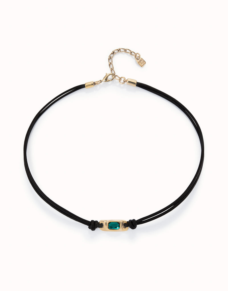 UNOde50 Ser Magnetica Colgantes Leather Necklace - Gold Plated