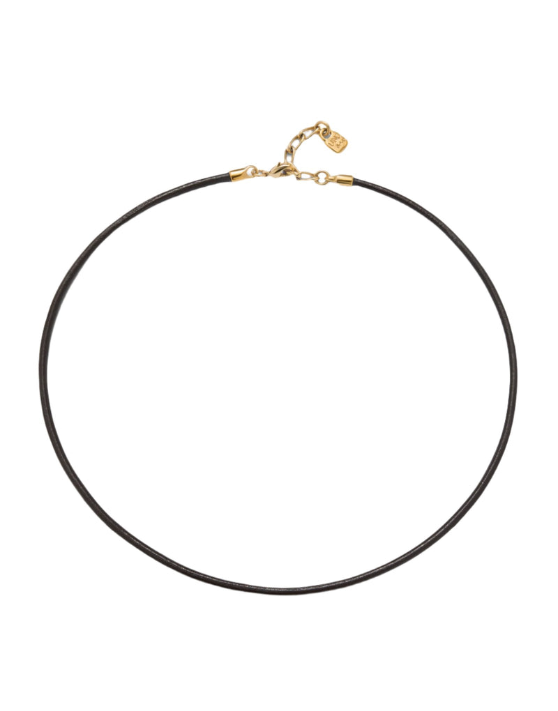 UNOde50 Hazte UNO Gold Plated Black Leather Necklace