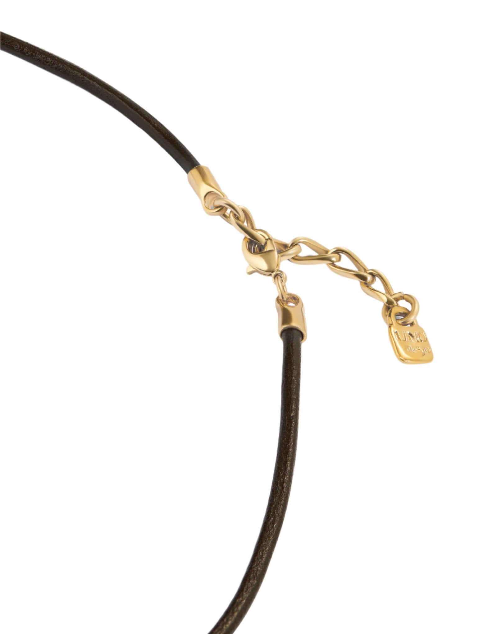 UNOde50 Hazte UNO Gold Plated Black Leather Necklace