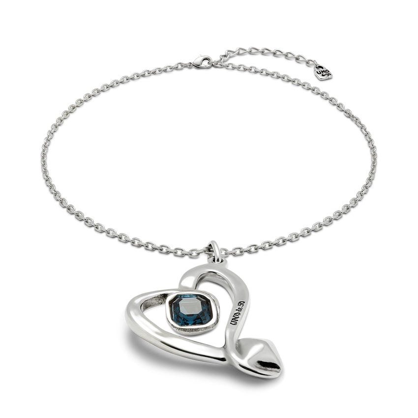 UNOde50 Ser Expresiva Silver-Plated Blue Crystal Heart Pendant Necklace