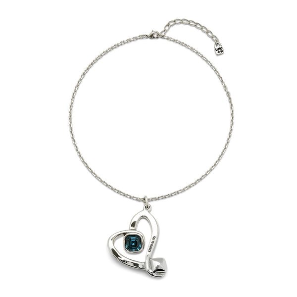 UNOde50 Ser Expresiva Silver-Plated Blue Crystal Heart Pendant Necklace