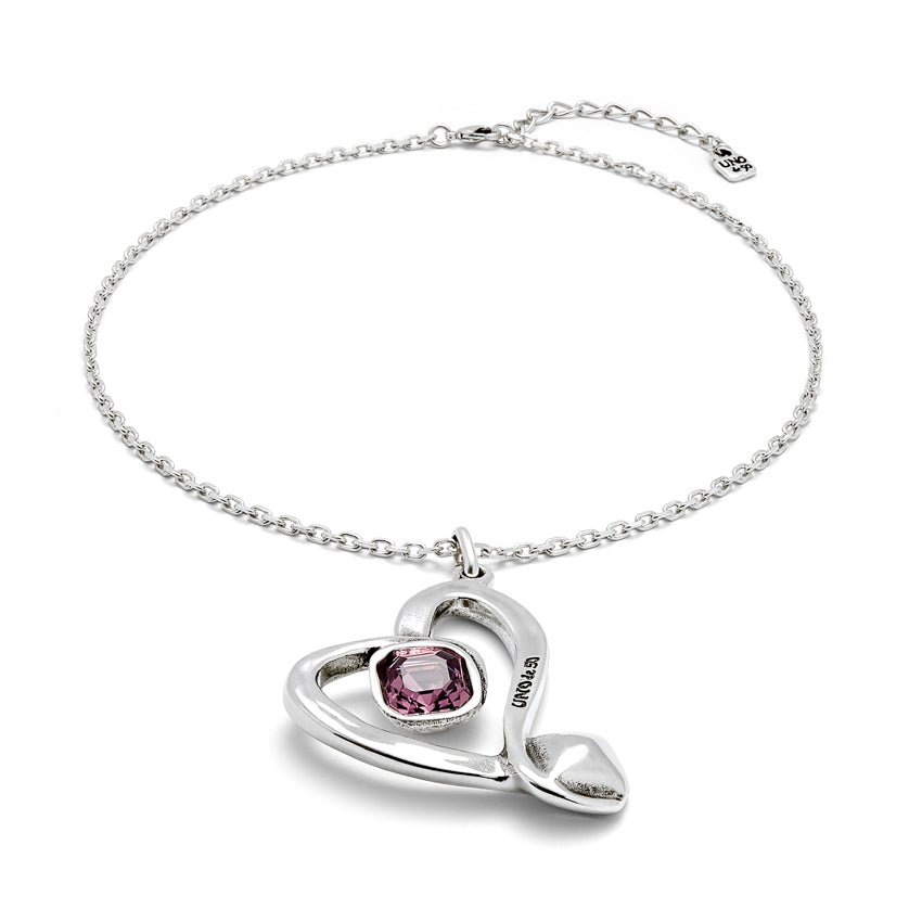 UNOde50 Ser Expresiva Silver-Plated Pink Crystal Heart Pendant Necklace