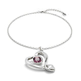 UNOde50 Ser Expresiva Silver-Plated Pink Crystal Heart Pendant Necklace