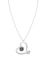 UNOde50 Ser Expresiva Long Silver-Plated Black Faceted Crystal Big Heart Pendant Necklace