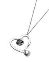 UNOde50 Ser Expresiva Long Silver-Plated Black Faceted Crystal Big Heart Pendant Necklace