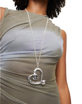 UNOde50 Ser Expresiva Long Silver-Plated Black Faceted Crystal Big Heart Pendant Necklace