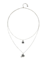 UNOde50 Ser Expresiva Silver-Plated Double Chain Black Crystal Heart Necklace
