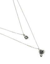 UNOde50 Ser Expresiva Silver-Plated Double Chain Black Crystal Heart Necklace