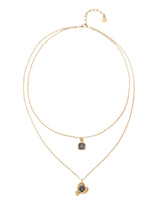 UNOde50 Ser Expresiva Gold-Plated Double Chain Black Crystal Necklace