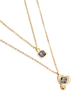 UNOde50 Ser Expresiva Gold-Plated Double Chain Black Crystal Necklace
