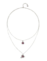 UNOde50 Ser Expresiva Silver-Plated Double Chain Pink Crystal Necklace