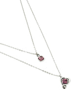 UNOde50 Ser Expresiva Silver-Plated Double Chain Pink Crystal Necklace
