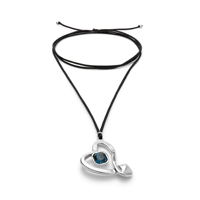 UNOde50 Ser Expresiva Blue Crystal Heart Leather Cord Necklace