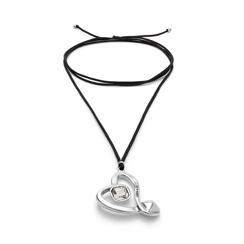 UNOde50 Ser Expresiva Crystal Heart Leather Cord Necklace