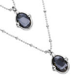 UNOde50 Ser Deslumbrante Silver-Plated Multi-Layer Black Oval Crystal Necklace