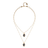 UNOde50 Ser Deslumbrante Gold-Plated Multi-Layer Black Oval Crystal Necklace