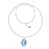 UNOde50 Ser Deslumbrante Silver-Plated Blue Oval Crystal Pendant Necklace