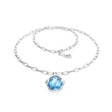 UNOde50 Ser Deslumbrante Silver-Plated Blue Oval Crystal Pendant Necklace
