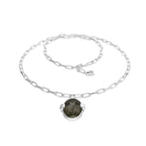 UNOde50 Ser Deslumbrante Silver-Plated Gray Oval Crystal Pendant Necklace