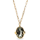UNOde50 Ser Deslumbrante Gray Oval Crystal Pendant Necklace