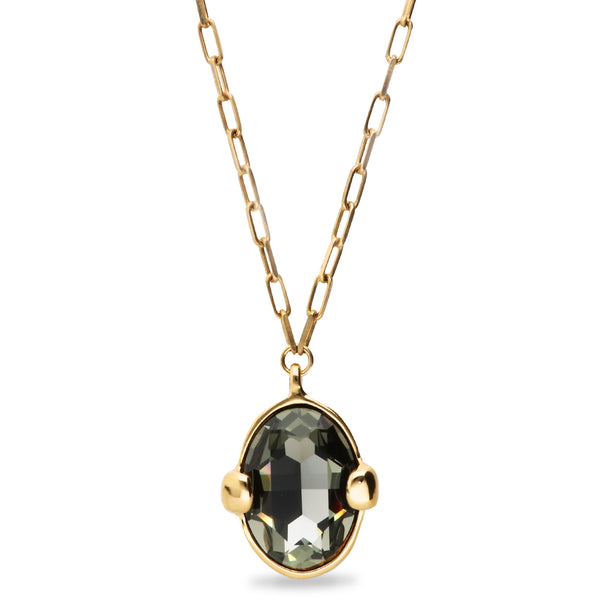 UNOde50 Ser Deslumbrante Gray Oval Crystal Pendant Necklace