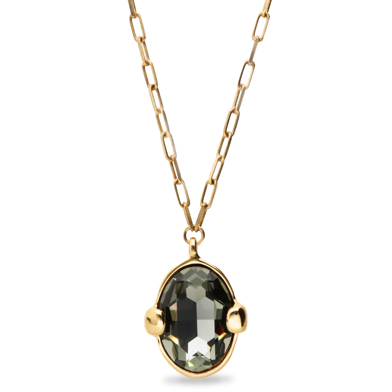 UNOde50 Ser Deslumbrante Gray Oval Crystal Pendant Necklace
