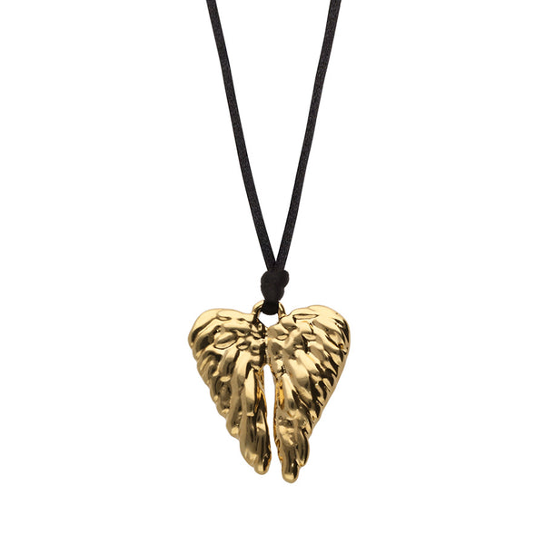 UNOde50 Ser Invencible Silk Cord Gold Wing Necklace