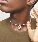 UNOde50 Sterling Silver Beaded Heart Pendant Necklace
