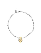UNOde50 Sterling Silver Beaded Gold Heart Pendant Necklace