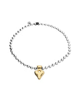 UNOde50 Sterling Silver Beaded Gold Heart Pendant Necklace