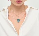 UNOde50 Presagio Silver-Tone Large Green Crystal Layer Necklace