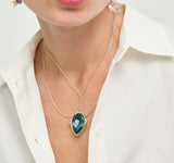 UNOde50 Presagio Silver-Tone Large Green Crystal Layer Necklace