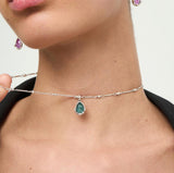 UNOde50 Presagio Silver-Tone Pink Crystal Pendant Necklace
