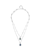UNOde50 Presagio Silver-Tone Two Blue Crystal Pendant Necklace