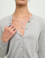 UNOde50 Presagio Silver-Tone Two Blue Crystal Pendant Necklace