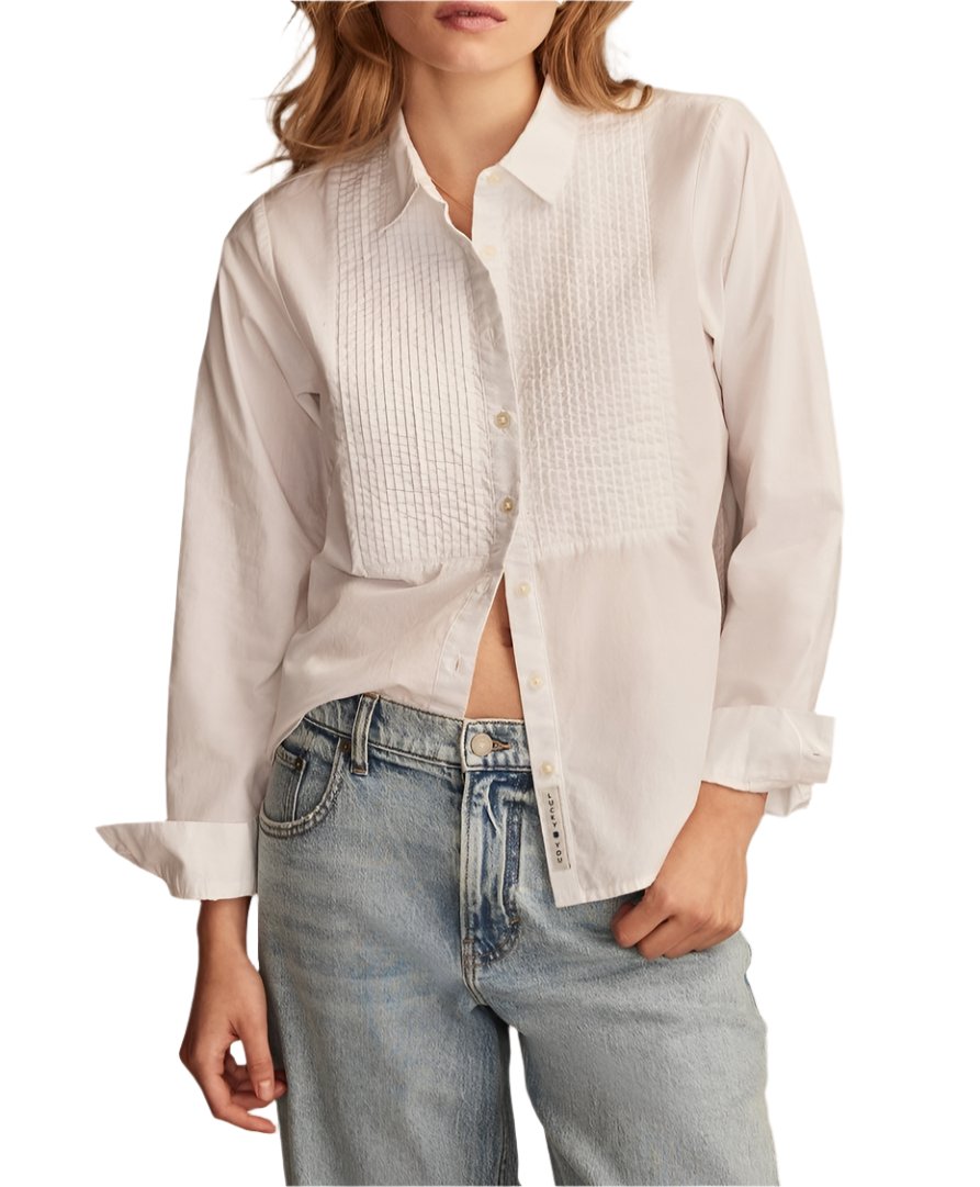 lucky brand white dress shirt Lucky Brand Men's White Blue line Button-down Long Sleeve Shirt Size M