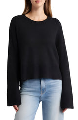 Bobeau Womens Step Hem Crew Neck Pullover Sweater